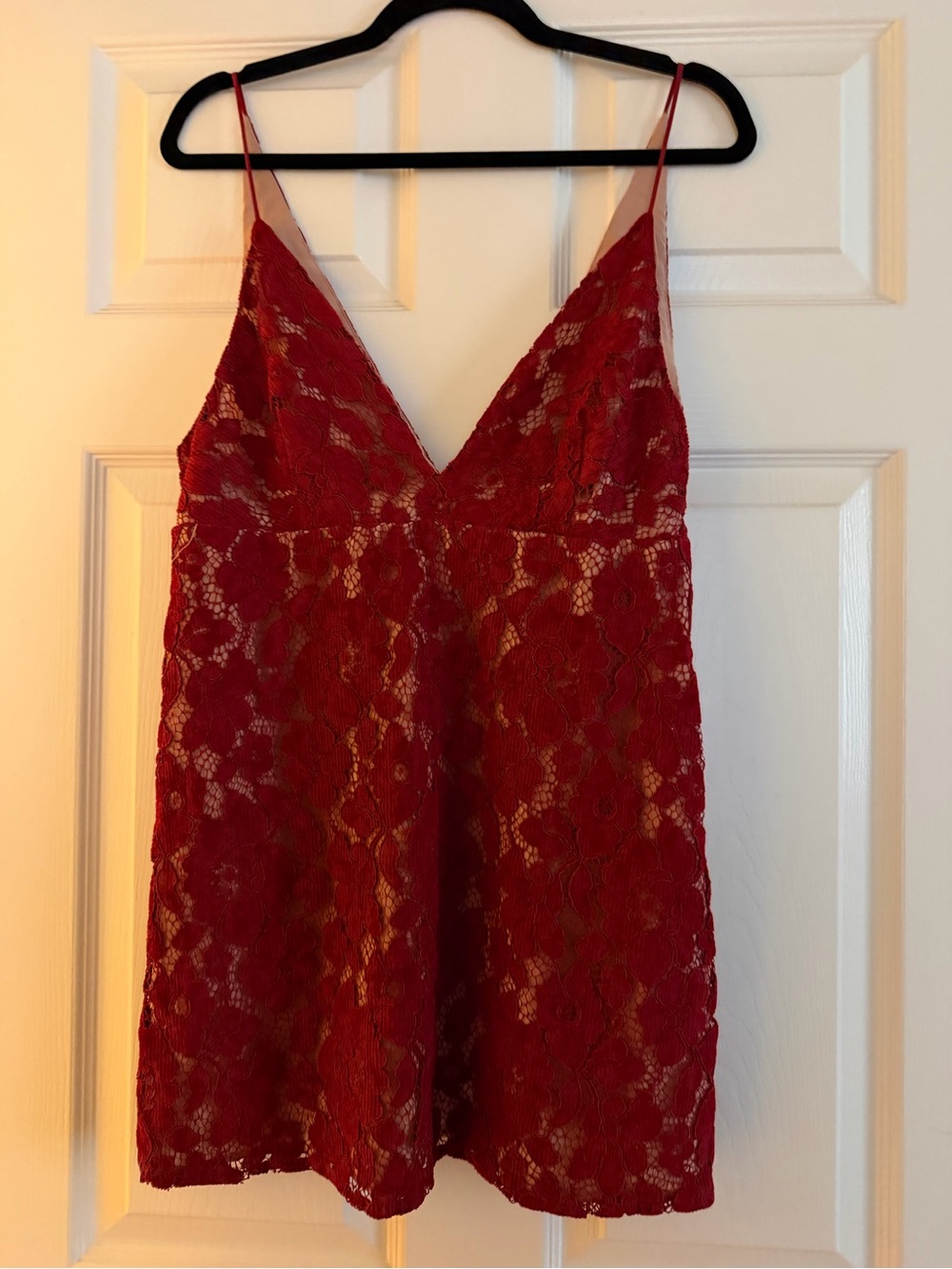 Free People Crochet Overlay Spaghetti Strap Mini Dress